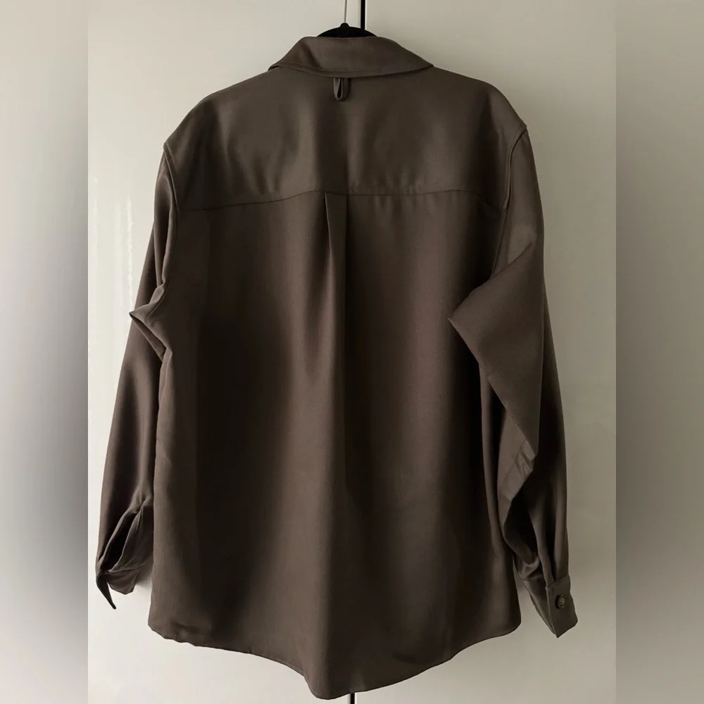 Custom Brown Utility Wool blend shirt Jacket large